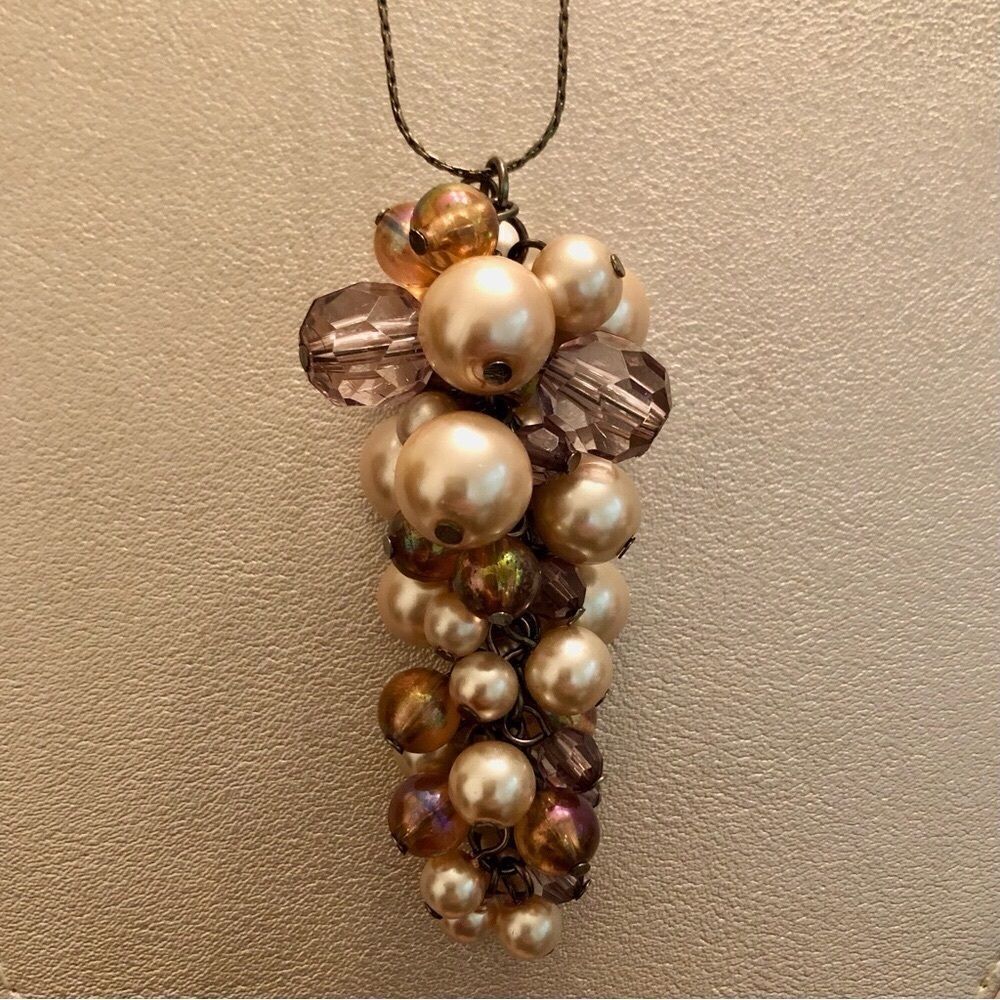 Faux Pearl Cluster Pendant | 40” Lemgth